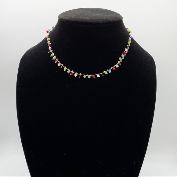 New Boho Multicolored Beaded Chain Choker Necklace - Picture 1 of 5
